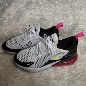 Nike Air Max 270 White Black pink and Lime Accents size 6.5 Young/ 8 Women’s